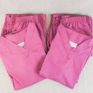 GSL Women's Scrubs 2 Set Fuchsia/Rose Color Size Small